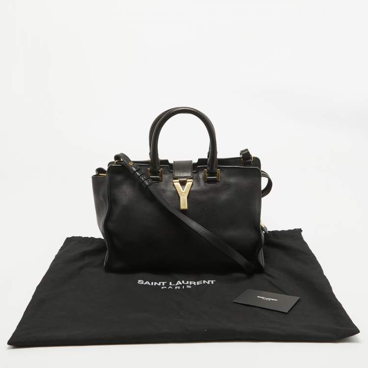 Pre Owned Saint Laurent Black Leather Small Cabas Chyc Tote
