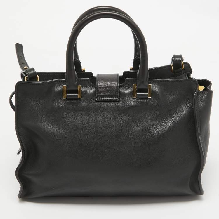 Pre Owned Saint Laurent Black Leather Small Cabas Chyc Tote