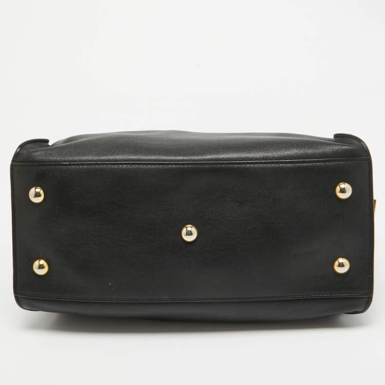 Pre Owned Saint Laurent Black Leather Small Cabas Chyc Tote