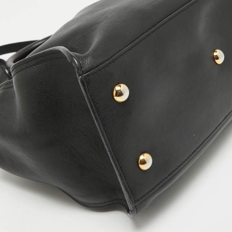Pre Owned Saint Laurent Black Leather Small Cabas Chyc Tote