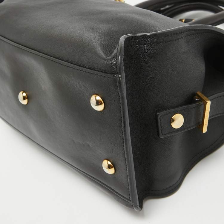 Pre Owned Saint Laurent Black Leather Small Cabas Chyc Tote