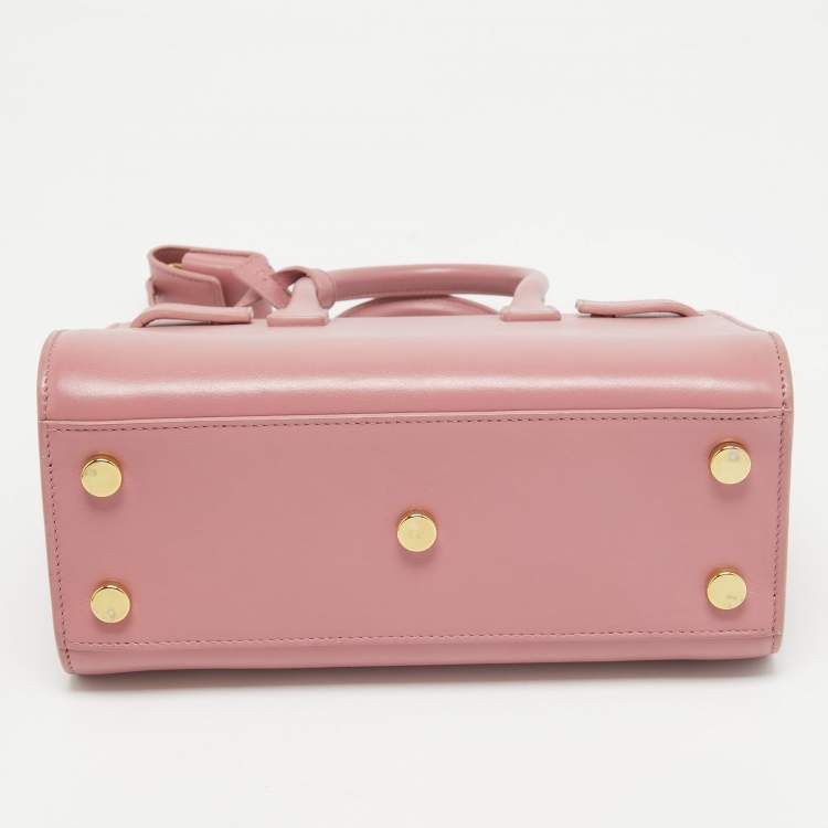 Pre Owned Saint Laurent Pink Leather Nano Classic Sac De Jour Tote