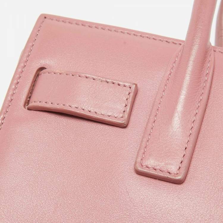Pre Owned Saint Laurent Pink Leather Nano Classic Sac De Jour Tote