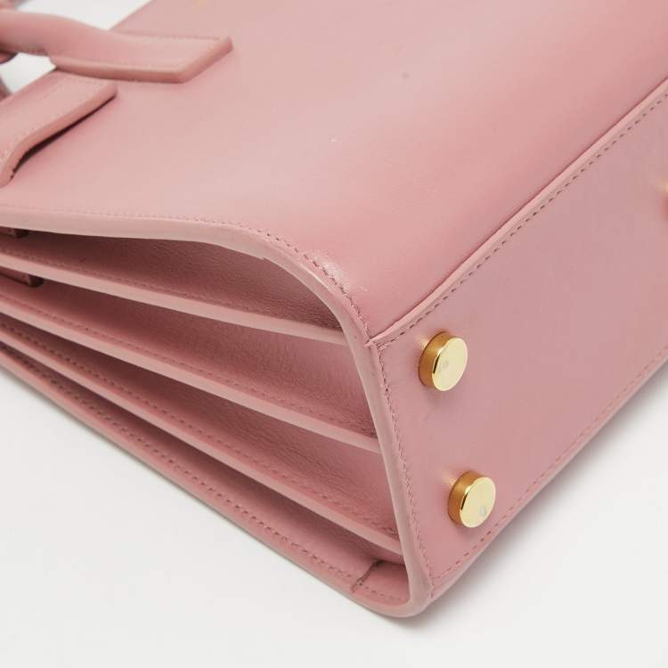 Pre Owned Saint Laurent Pink Leather Nano Classic Sac De Jour Tote