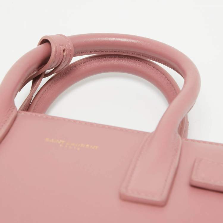 Pre Owned Saint Laurent Pink Leather Nano Classic Sac De Jour Tote