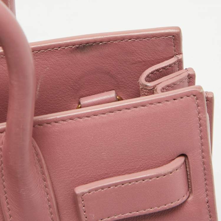 Pre Owned Saint Laurent Pink Leather Nano Classic Sac De Jour Tote