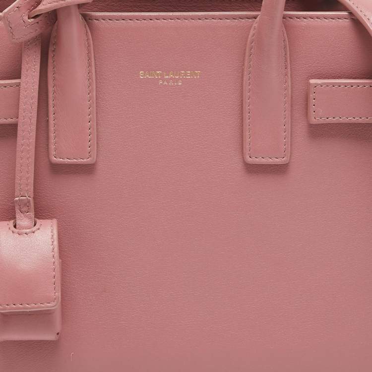 Pre Owned Saint Laurent Pink Leather Nano Classic Sac De Jour Tote