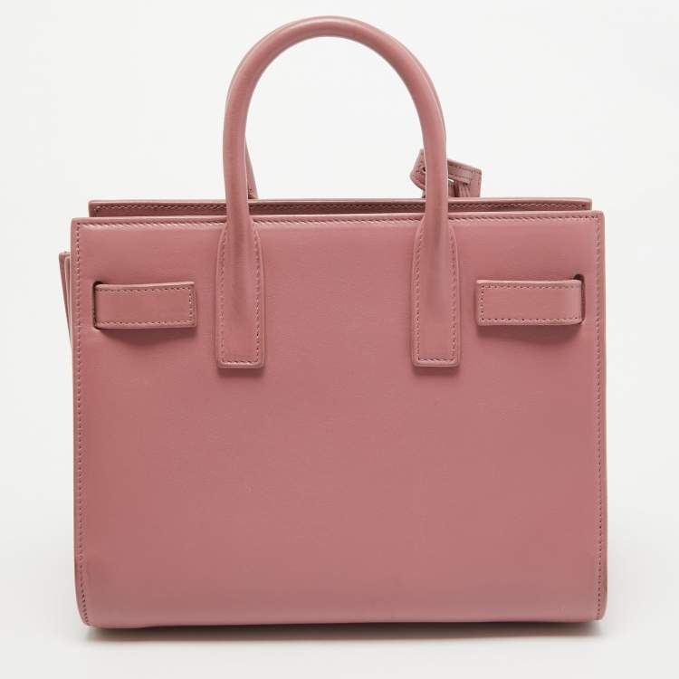 Pre Owned Saint Laurent Pink Leather Nano Classic Sac De Jour Tote