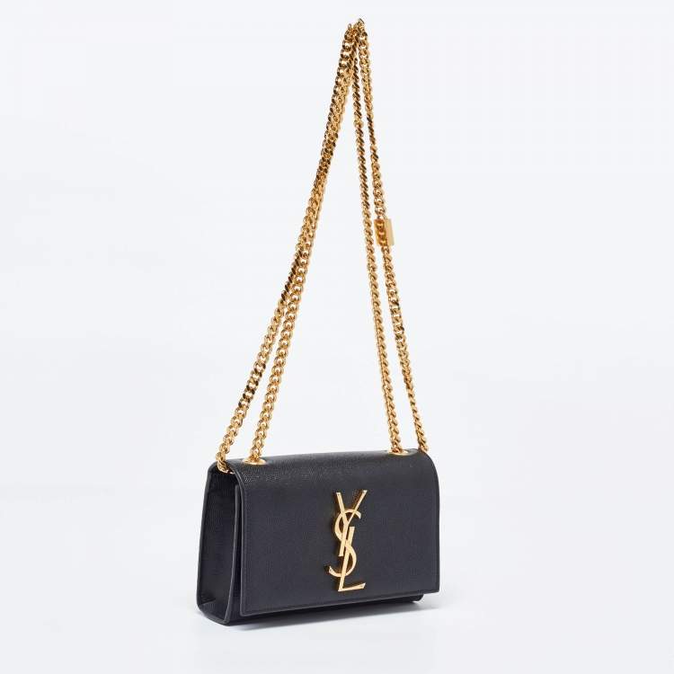 مملوكة مسبقًا Saint Laurent Black Leather Small Monogram Kate Chain Bag