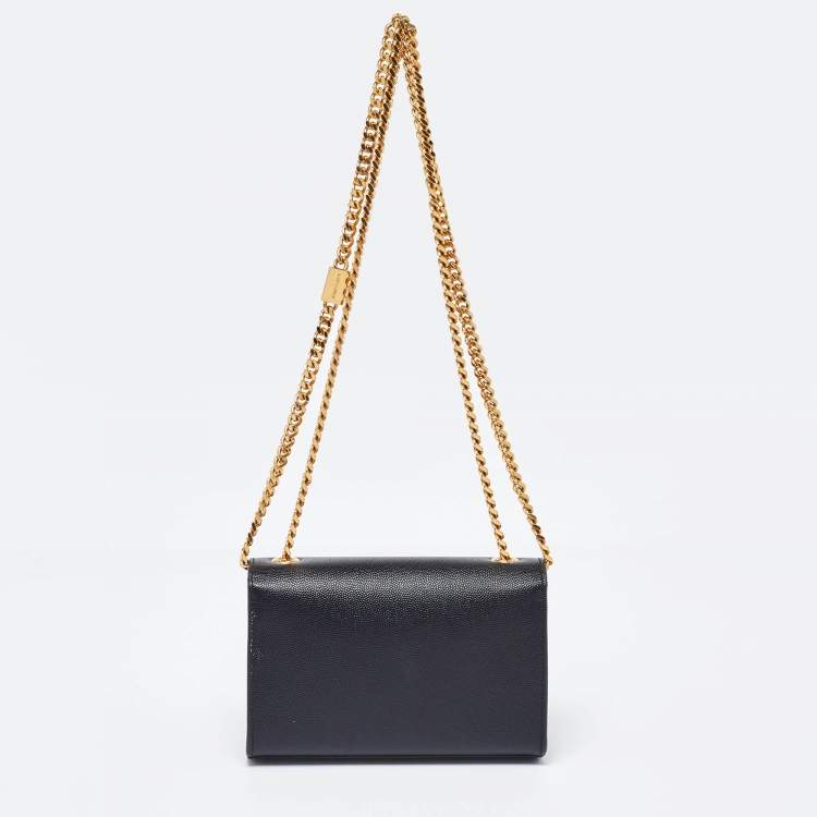مملوكة مسبقًا Saint Laurent Black Leather Small Monogram Kate Chain Bag