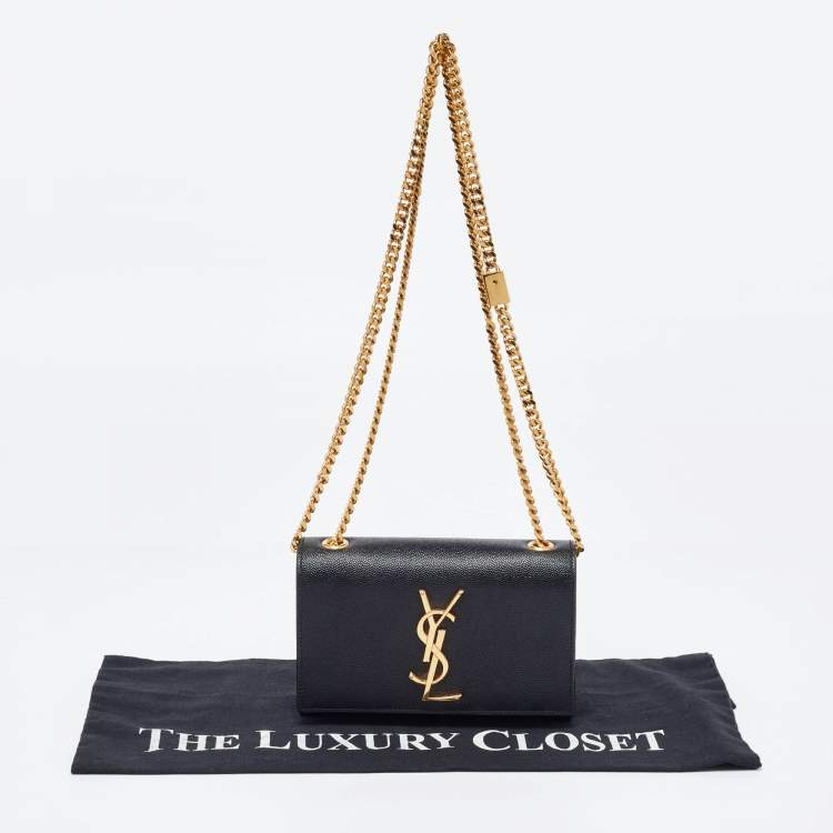 مملوكة مسبقًا Saint Laurent Black Leather Small Monogram Kate Chain Bag