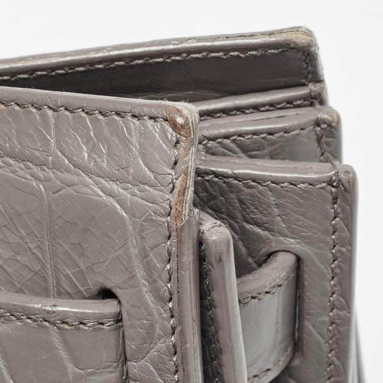 Pre Owned Saint Laurent Grey Croc Embossed Leather Nano Classic Sac De Jour Tote