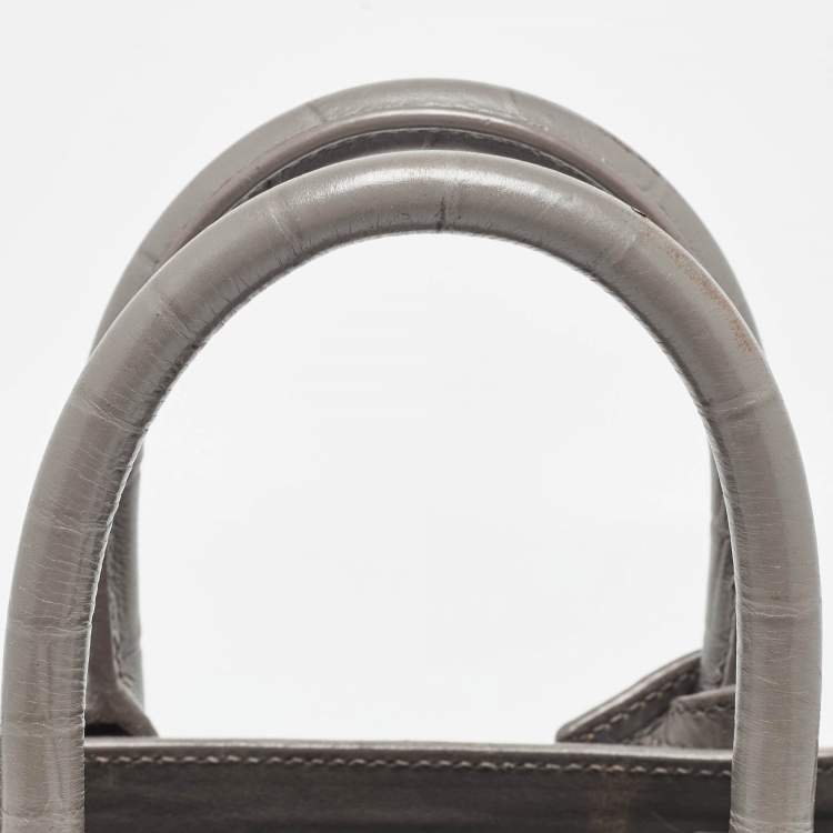 Pre Owned Saint Laurent Grey Croc Embossed Leather Nano Classic Sac De Jour Tote