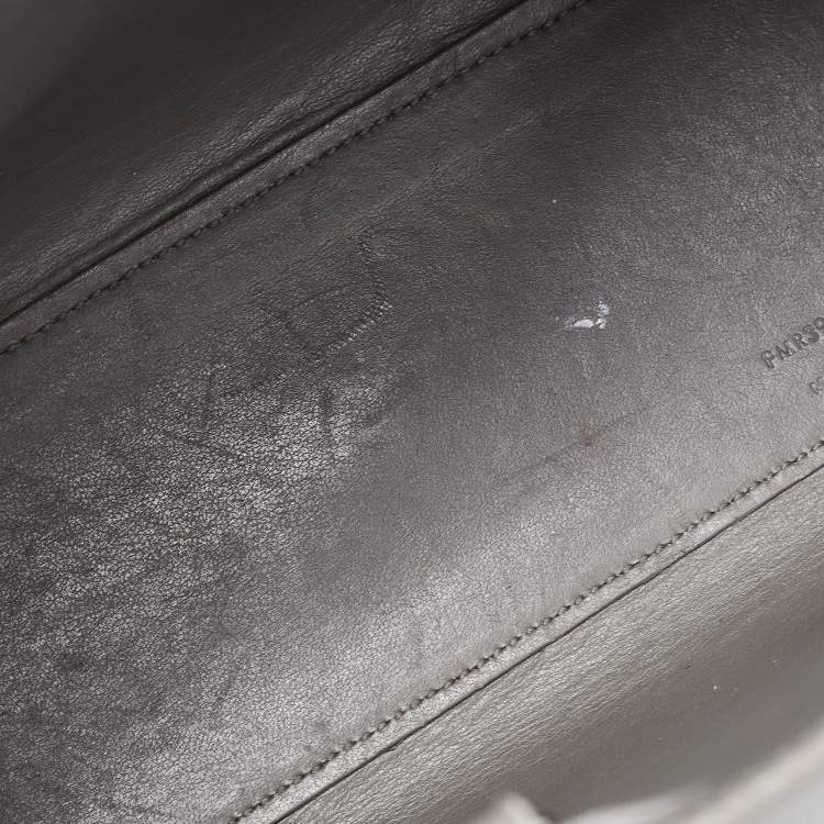 Pre Owned Saint Laurent Grey Croc Embossed Leather Nano Classic Sac De Jour Tote