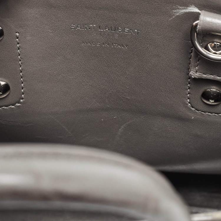 Pre Owned Saint Laurent Grey Croc Embossed Leather Nano Classic Sac De Jour Tote