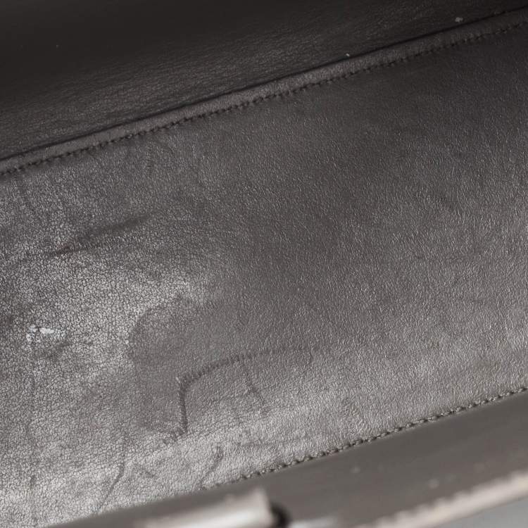 Pre Owned Saint Laurent Grey Croc Embossed Leather Nano Classic Sac De Jour Tote