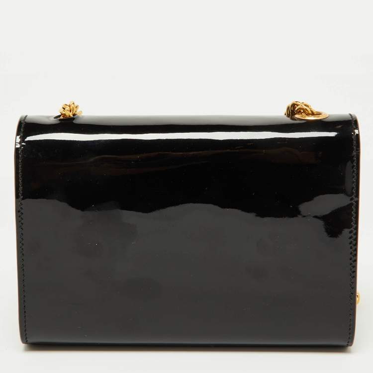 Pre Owned Saint Laurent Black Patent Leather Small Kate Tassel Bag