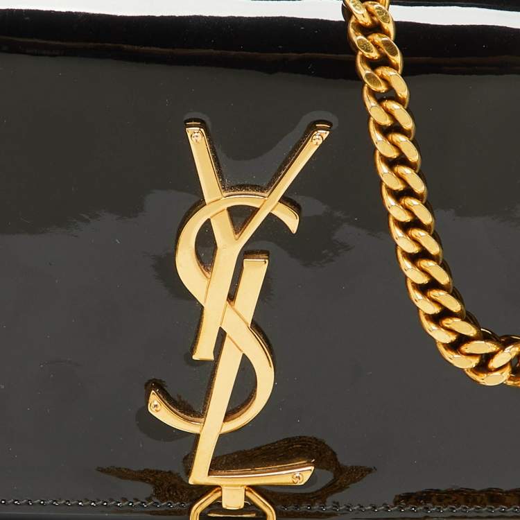 Pre Owned Saint Laurent Black Patent Leather Small Kate Tassel Bag