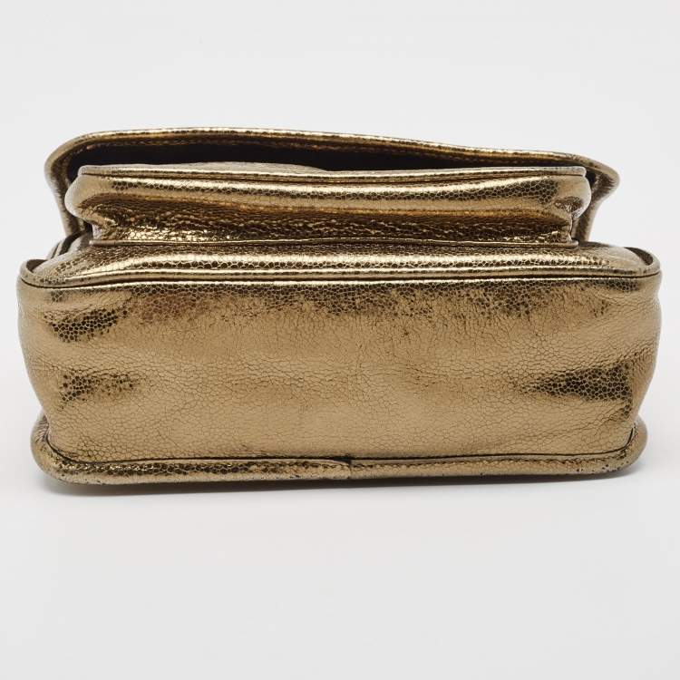 مملوكة مسبقًا Saint Laurent Metallic Green Patent Leather Baby Niki Chain Shoulder Bag