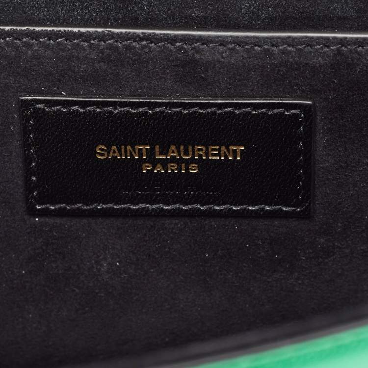 Pre Owned Saint Laurent Green Patent Leather New Small Kate Wallet On Chain