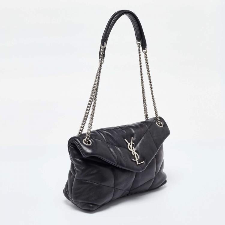 Pre Owned Saint Laurent Black Quilted Leather Small Loulou Puffer Shoulder Bag