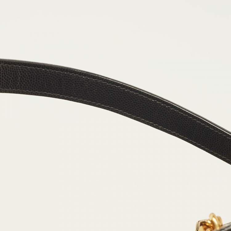 Pre Owned Saint Laurent Black Matelassé Leather Cassandre Shopper Tote