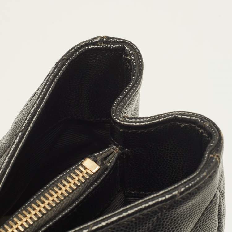 Pre Owned Saint Laurent Black Matelassé Leather Cassandre Shopper Tote