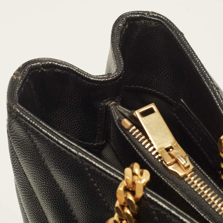 Pre Owned Saint Laurent Black Matelassé Leather Cassandre Shopper Tote