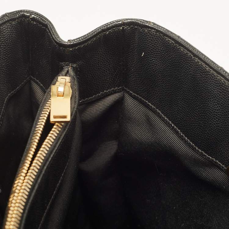 Pre Owned Saint Laurent Black Matelassé Leather Cassandre Shopper Tote