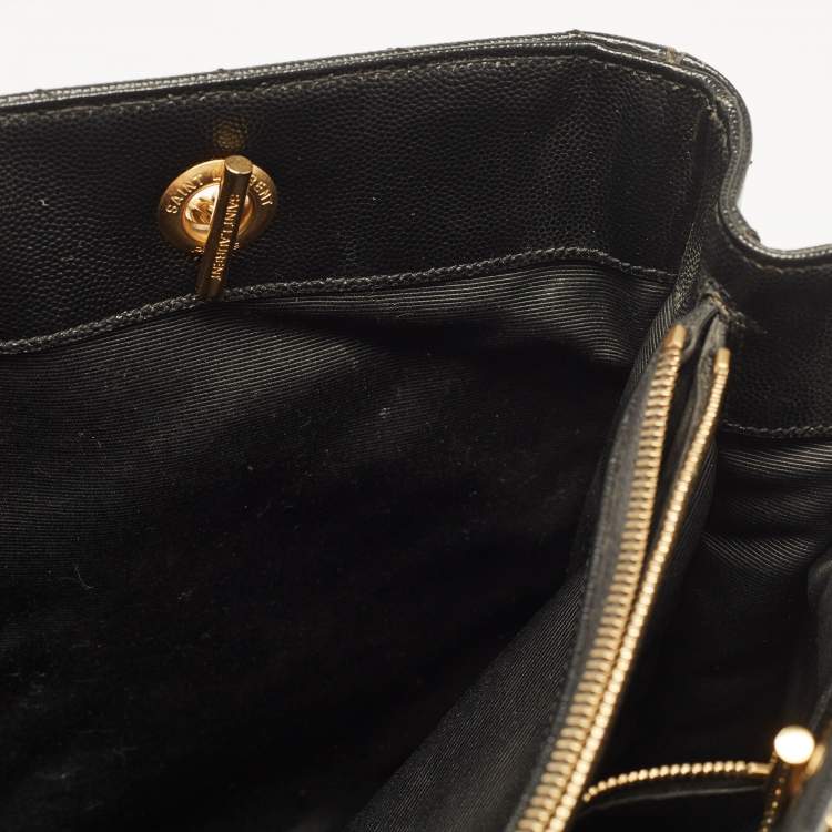 Pre Owned Saint Laurent Black Matelassé Leather Cassandre Shopper Tote
