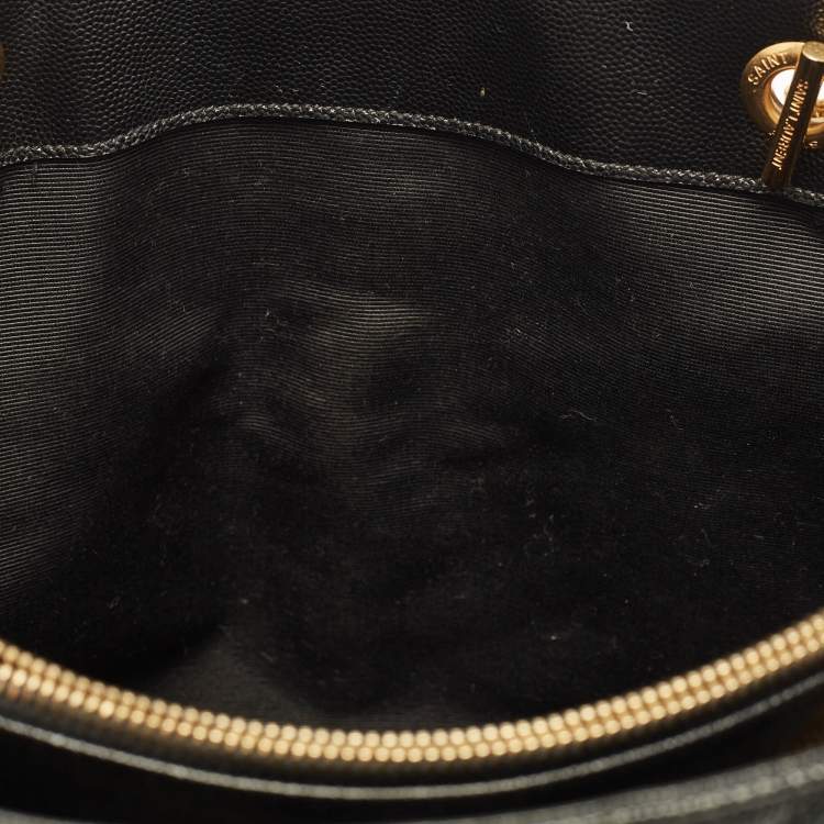 Pre Owned Saint Laurent Black Matelassé Leather Cassandre Shopper Tote