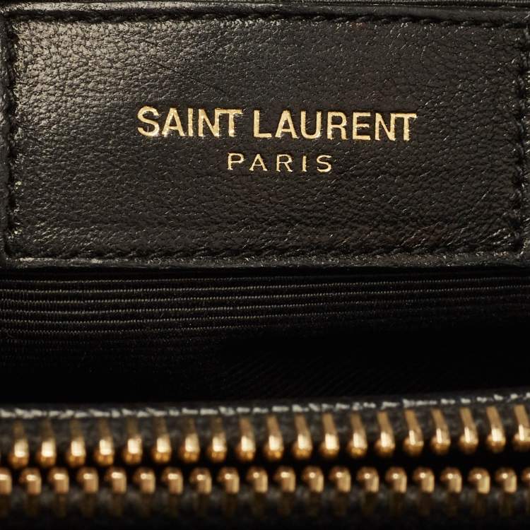 Pre Owned Saint Laurent Black Matelassé Leather Cassandre Shopper Tote