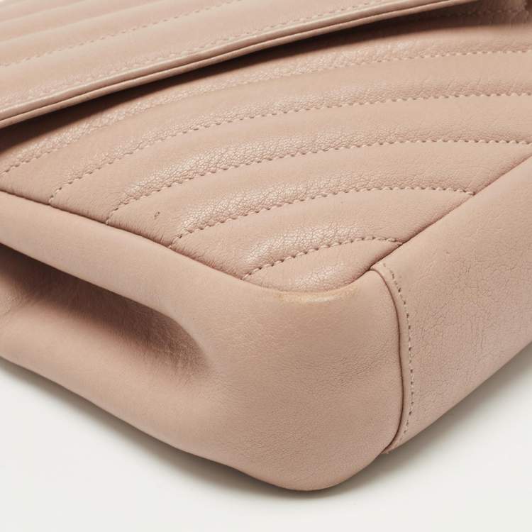 Pre Owned Saint Laurent Old Rose Matelassé Leather Medium College Top Handle Bag