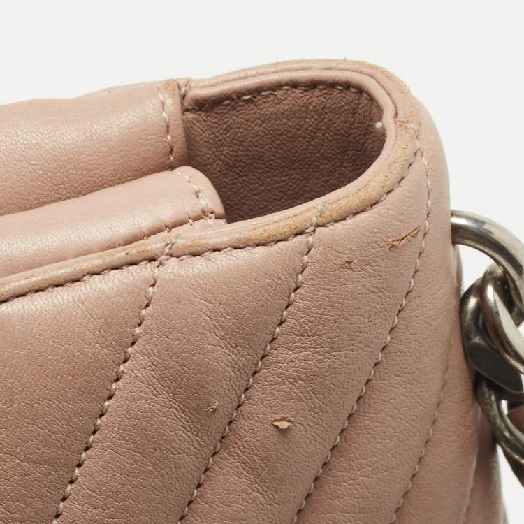 Pre Owned Saint Laurent Old Rose Matelassé Leather Medium College Top Handle Bag