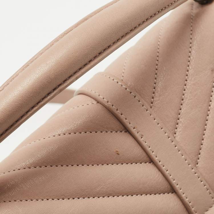 Pre Owned Saint Laurent Old Rose Matelassé Leather Medium College Top Handle Bag