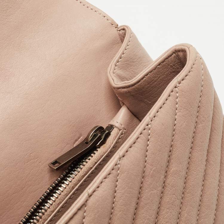 Pre Owned Saint Laurent Old Rose Matelassé Leather Medium College Top Handle Bag