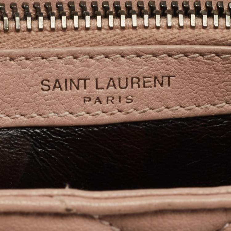 Pre Owned Saint Laurent Old Rose Matelassé Leather Medium College Top Handle Bag