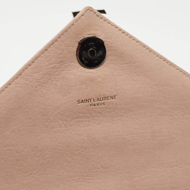 Pre Owned Saint Laurent Old Rose Matelassé Leather Medium College Top Handle Bag