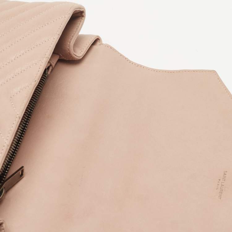 Pre Owned Saint Laurent Old Rose Matelassé Leather Medium College Top Handle Bag