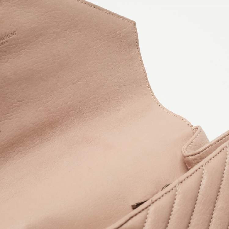 Pre Owned Saint Laurent Old Rose Matelassé Leather Medium College Top Handle Bag