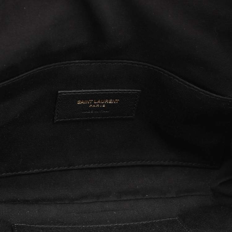 Pre Owned Saint Laurent Black Leather Monogram Embellished Belt Bag