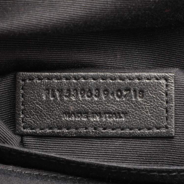 Pre Owned Saint Laurent Black Leather Monogram Embellished Belt Bag