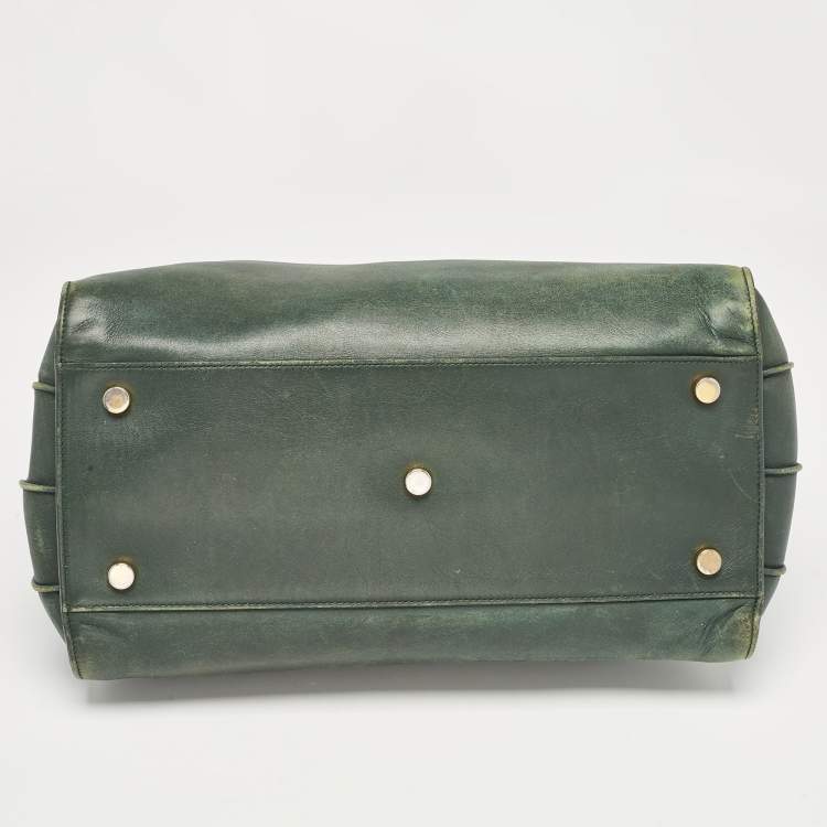 Pre Owned Saint Laurent Green Leather Small Classic Sac De Jour Tote