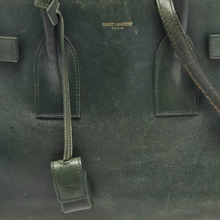 Pre Owned Saint Laurent Green Leather Small Classic Sac De Jour Tote