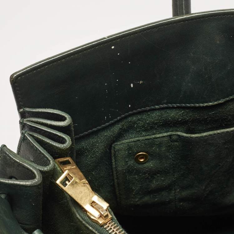 Pre Owned Saint Laurent Green Leather Small Classic Sac De Jour Tote