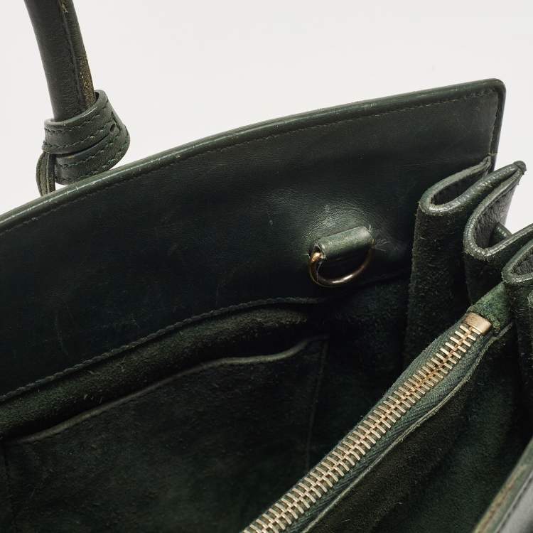 Pre Owned Saint Laurent Green Leather Small Classic Sac De Jour Tote