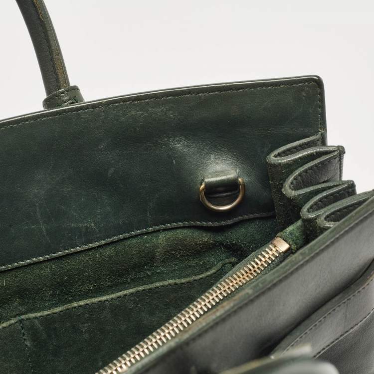 Pre Owned Saint Laurent Green Leather Small Classic Sac De Jour Tote