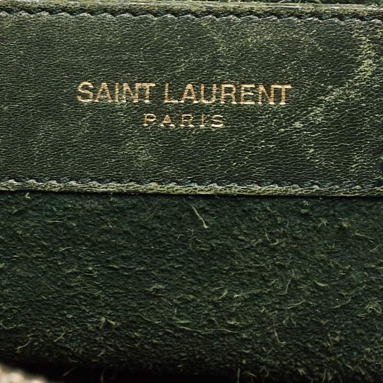Pre Owned Saint Laurent Green Leather Small Classic Sac De Jour Tote