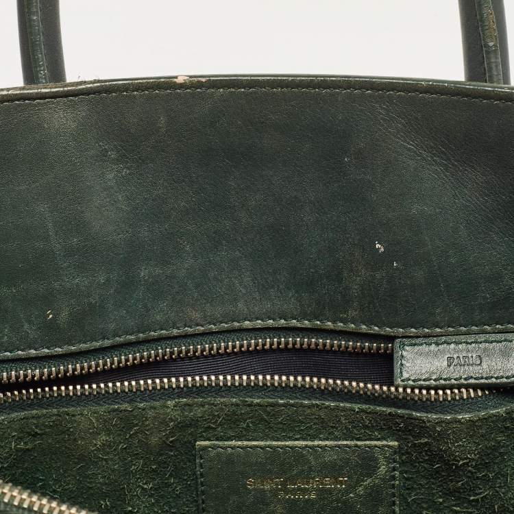 Pre Owned Saint Laurent Green Leather Small Classic Sac De Jour Tote
