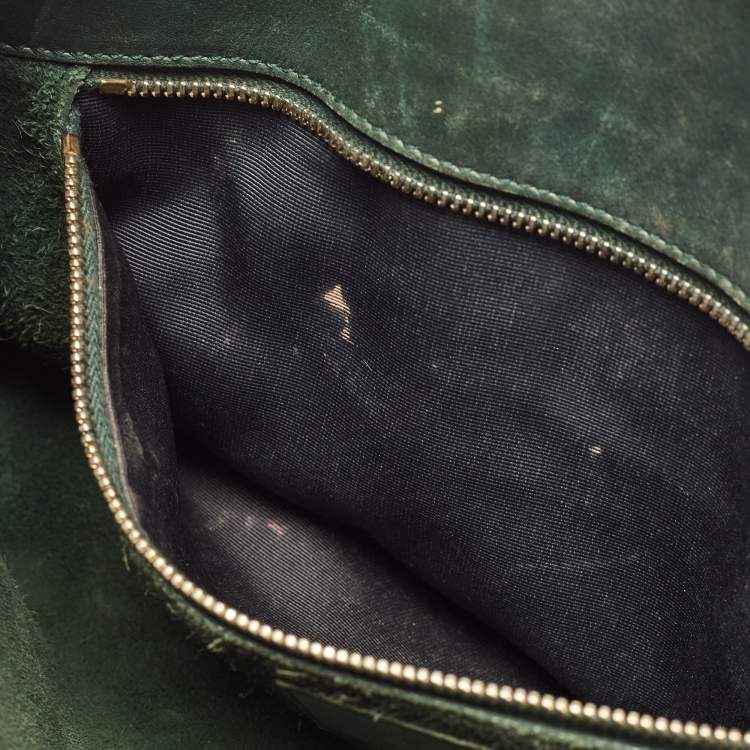 Pre Owned Saint Laurent Green Leather Small Classic Sac De Jour Tote